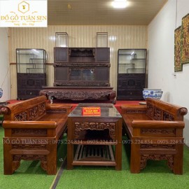 Trường Kỷ Chạm Tích Gỗ Trắc Nam Phi