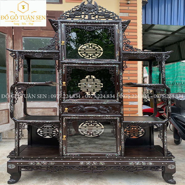 Tủ Bày Đồ Dơi Thọ Gỗ Gụ Khảm Ốc Tinh Xảo – Nét Đẹp Truyền Thống Việt