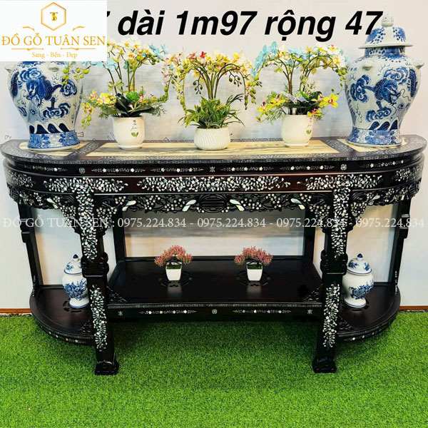 báo giá bàn nguyệt gỗ gụ khảm ốc