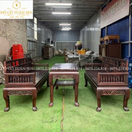 Trường kỷ song tiện chân móng gỗ gụ V01