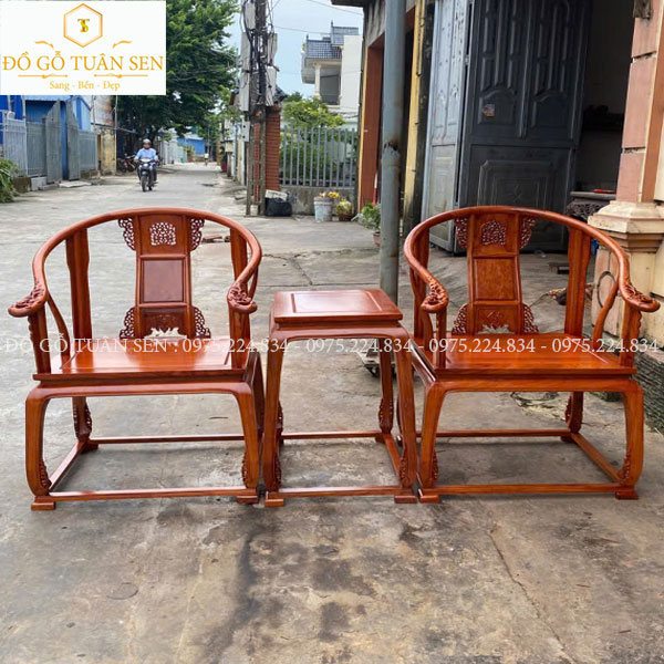 Bộ bàn ghế minh đế 3 món gỗ hương No1