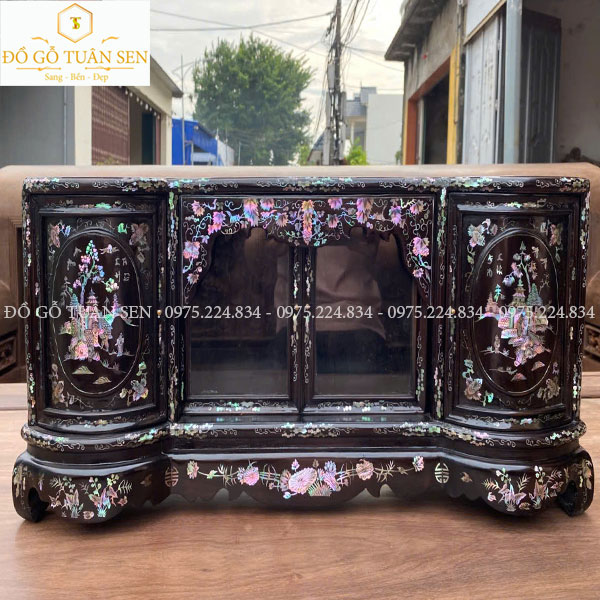 Tủ chè mini gỗ trắc khảm ốc HT1