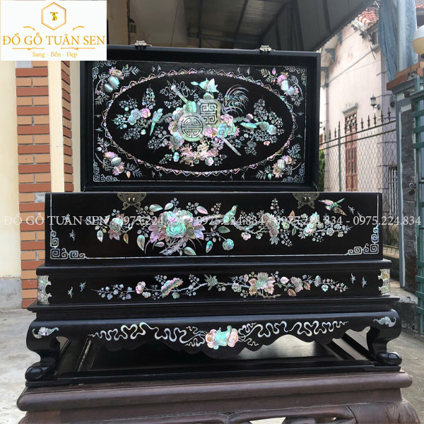 Tráp siêu to gỗ gụ khảm ốc 