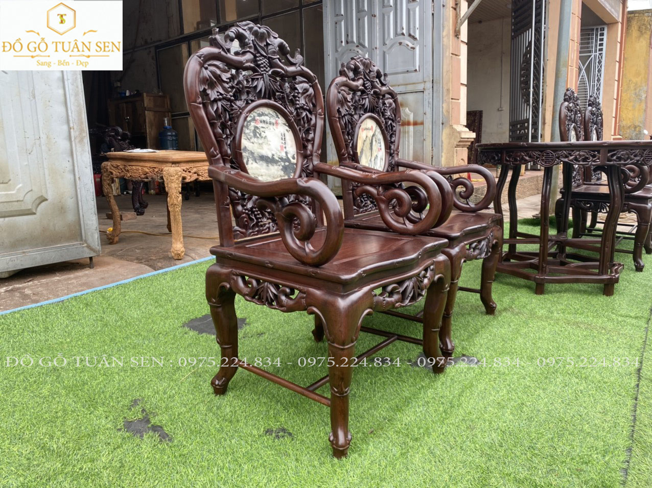 Bộ bàn ghế trúc kép gỗ gụ đẹp nhất 2023 lên ten đồng đều và bóng tự nhiên