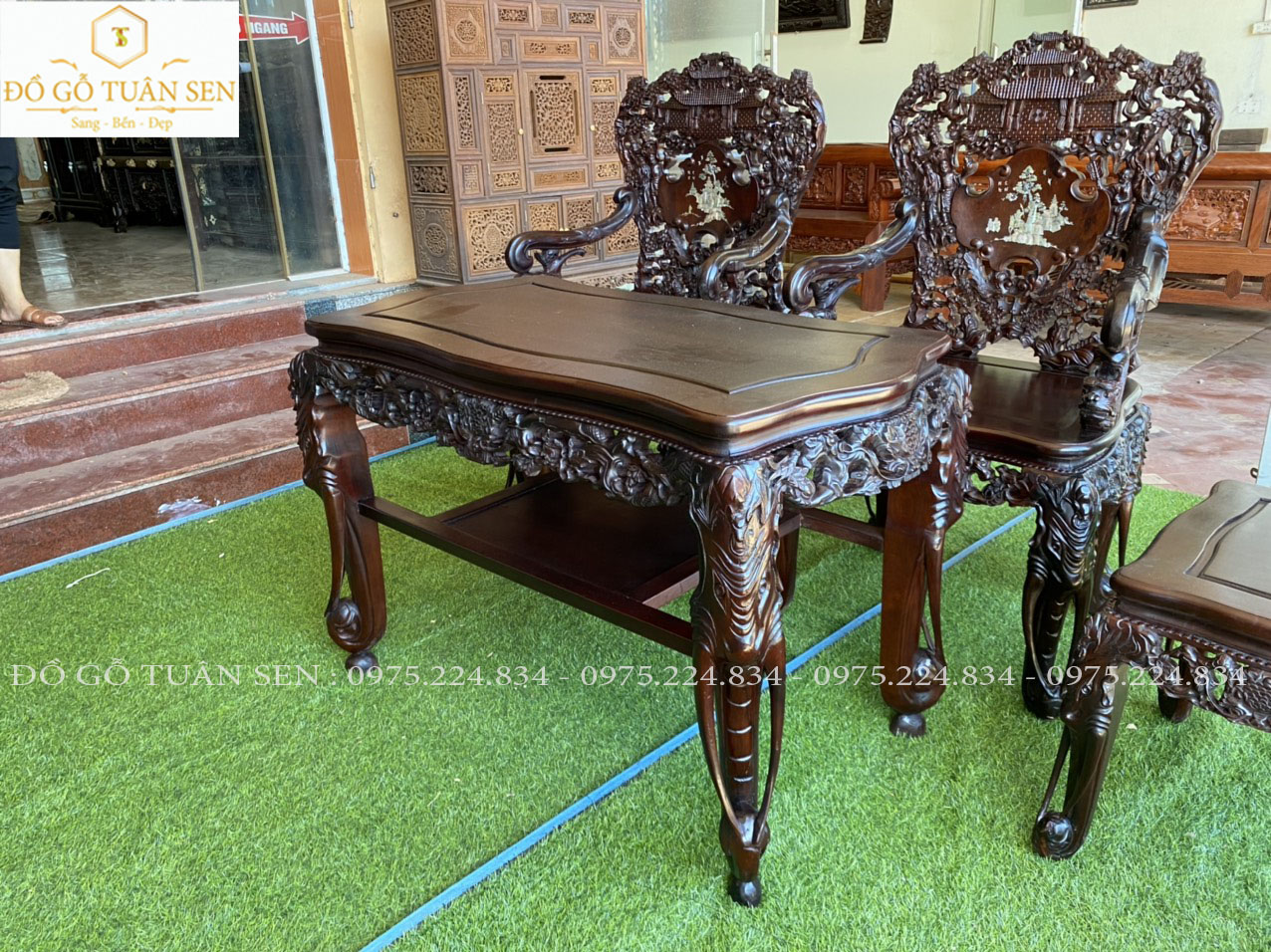 Thông tin kích thước bộ ghế bát tiên 7 món gỗ gụ 