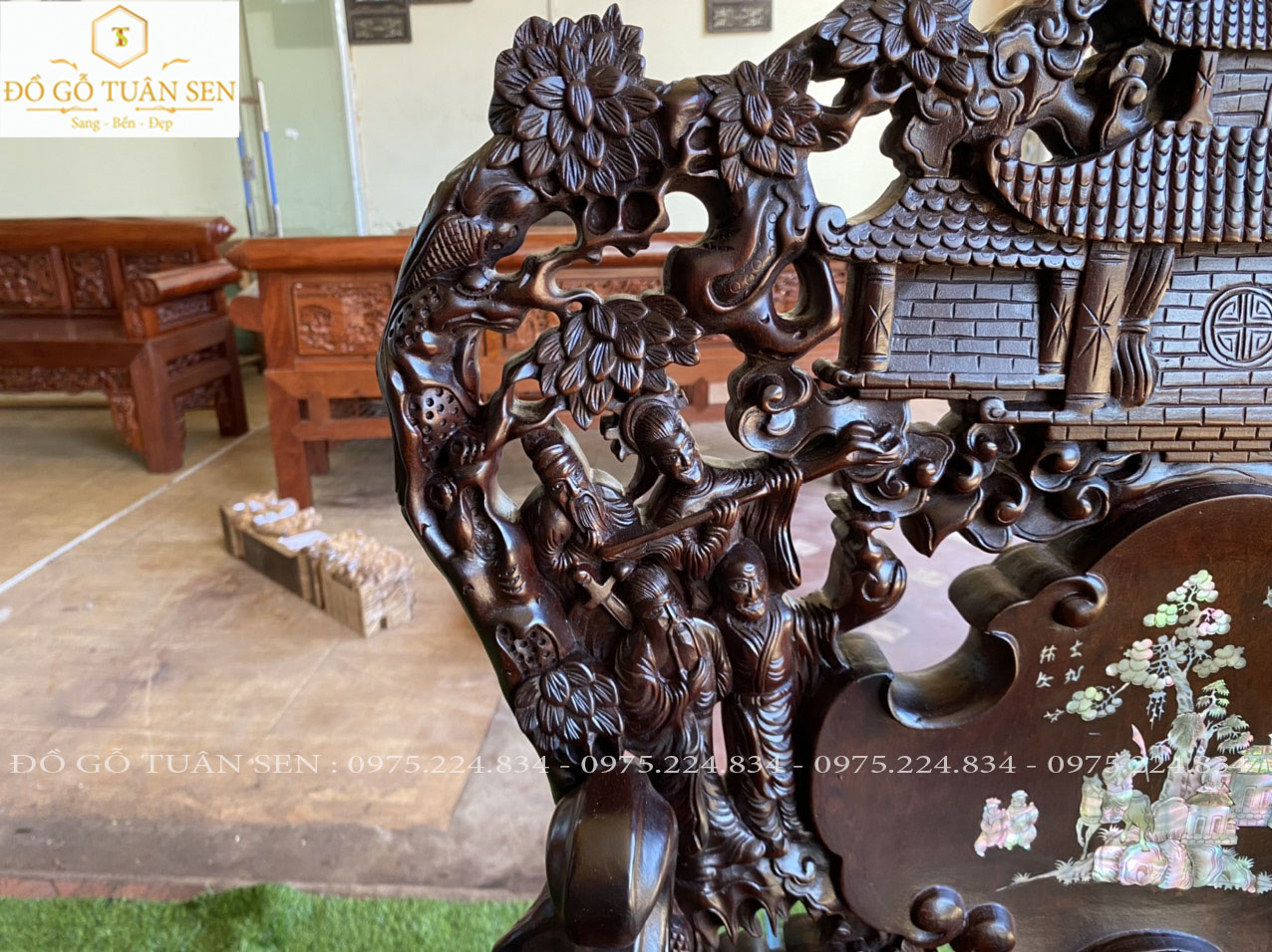 Thông tin kích thước bộ ghế bát tiên 7 món gỗ gụ 