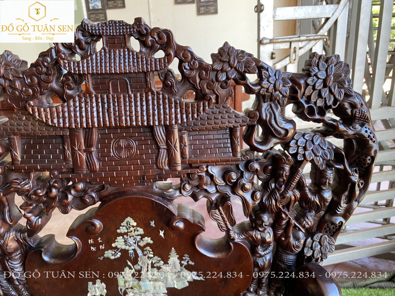 Thông tin kích thước bộ ghế bát tiên 7 món gỗ gụ 