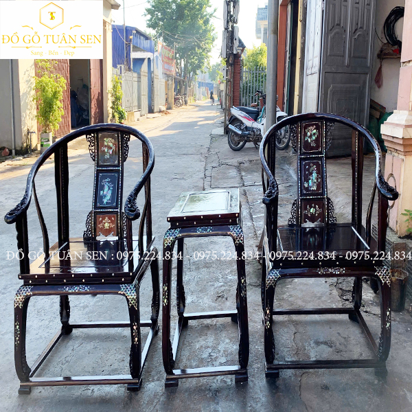 Bàn Ghế Minh Đế Gỗ Gụ Khảm Ốc