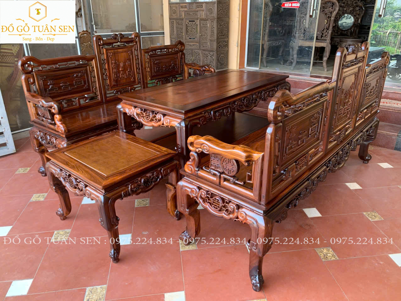 Bộ trừờng kỷ tam sơn gỗ gụ ta quảng bình