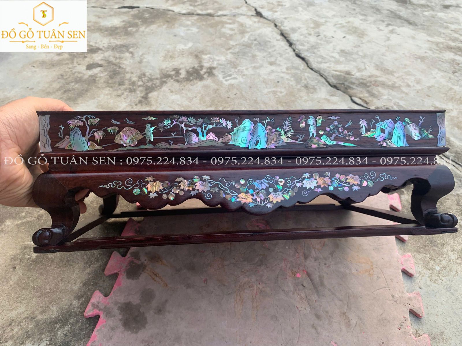 Khay trà khảm ốc gỗ cẩm cao cấp 