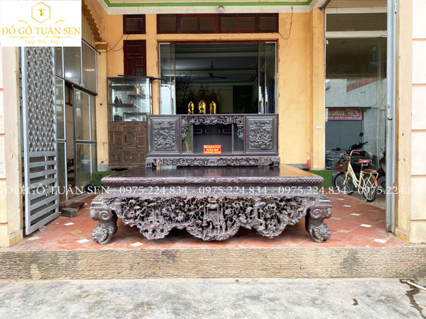 Sập Đục Tích Gỗ Gụ Hàng Đục Tay 