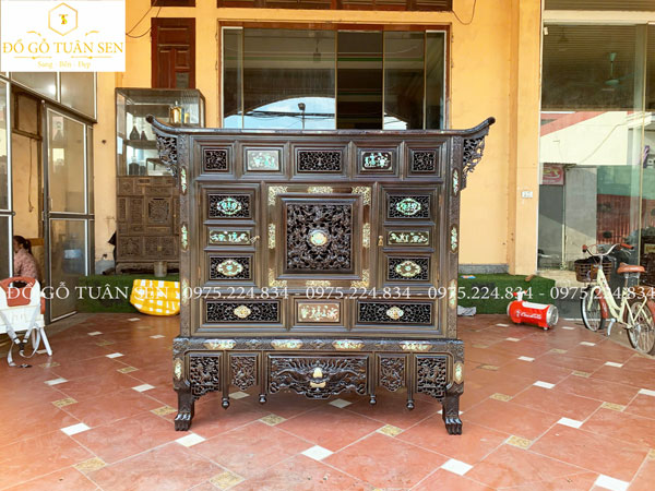 Tủ thờ gỗ gụ khảm ốc T36