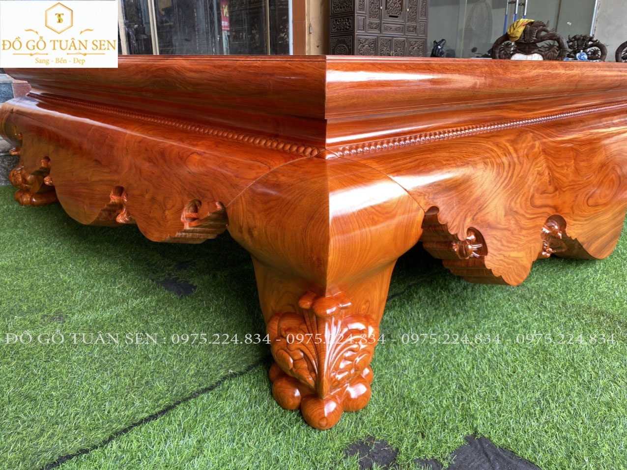 Hình ảnh chi tiết bộ sập trơn gỗ hương đẹp 