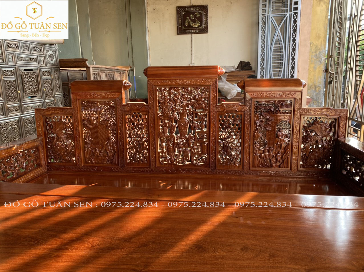 Hình ảnh chi tiết bộ trường kỷ gỗ cẩm lai đẹp nhất 2023
