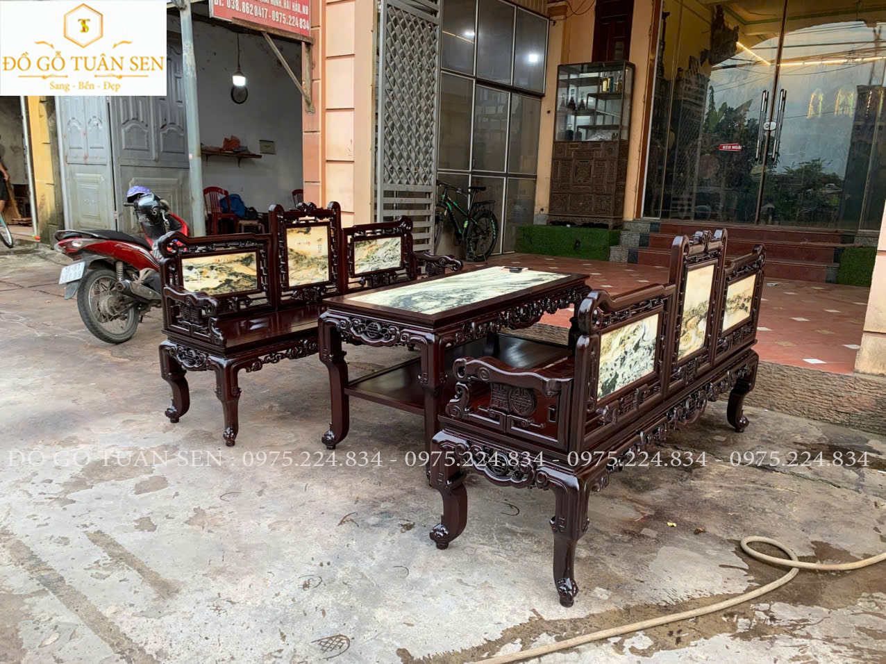 Hình ảnh bộ trường đục 2 mặt gỗ gụ 