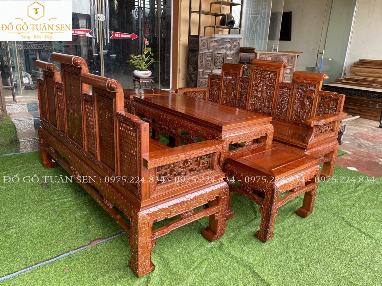 Hình ảnh chi tiết bộ trường kỷ gỗ cẩm lai đẹp nhất 2023