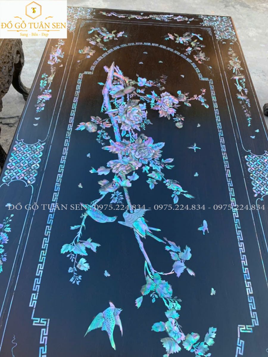 Hình ảnh Bộ trường kỷ huế gỗ gụ khảm ốc T45