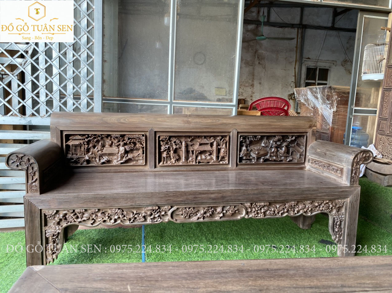 Hình ảnh chi tiết Bộ trường kỷ gỗ gụ cũ đẹp nhất 2023