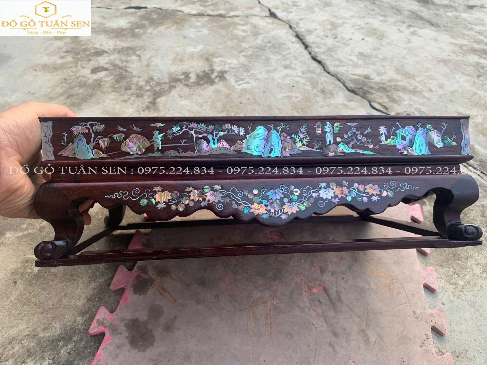 Hình ảnh khay trà khảm ốc gỗ cẩm cao cấp 