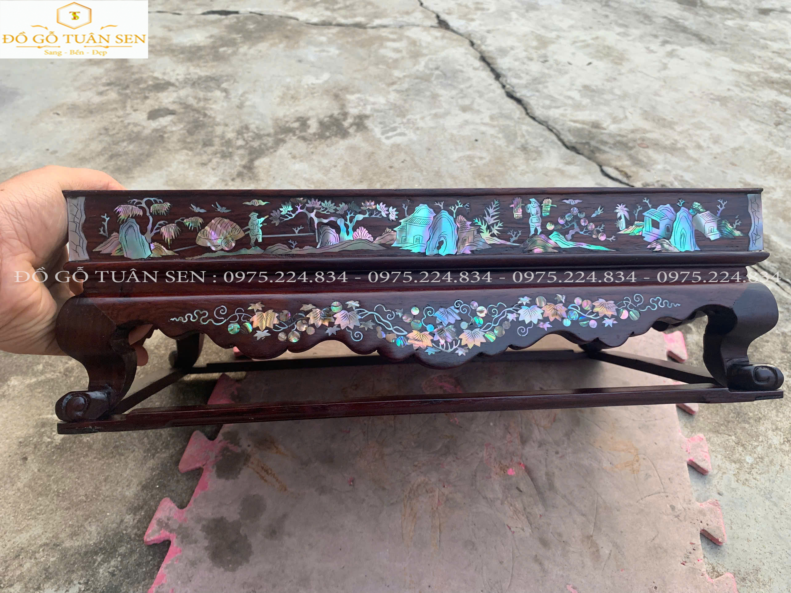 Khay trà khảm ốc gỗ cẩm cao cấp 