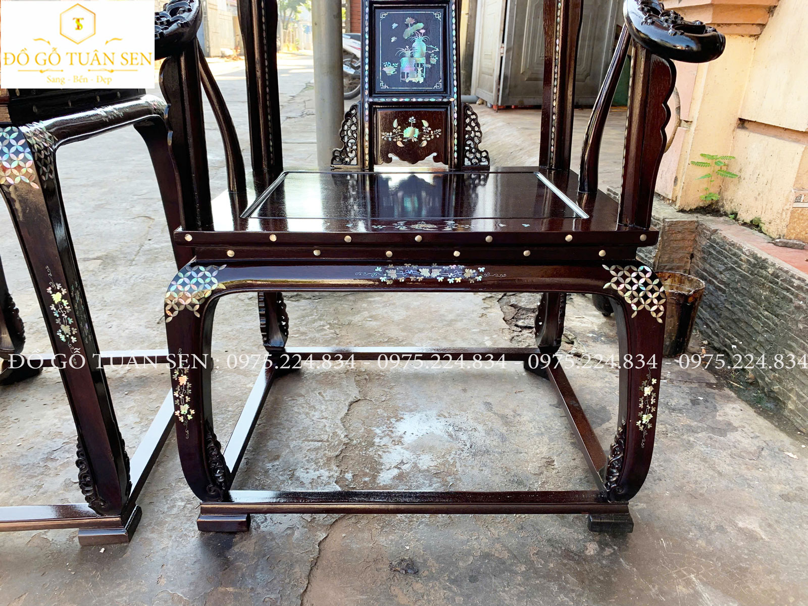 Mua bộ ghế minh đế gỗ gụ khảm ốc của đồ gỗ tuân sen 