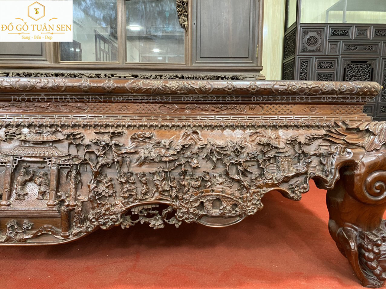Mua sập gỗ chạm tích đẹp tại cửa hàng gỗ Tuân Sen