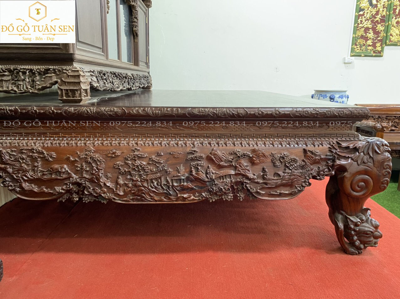 Mua sập gỗ chạm tích đẹp tại cửa hàng gỗ Tuân Sen