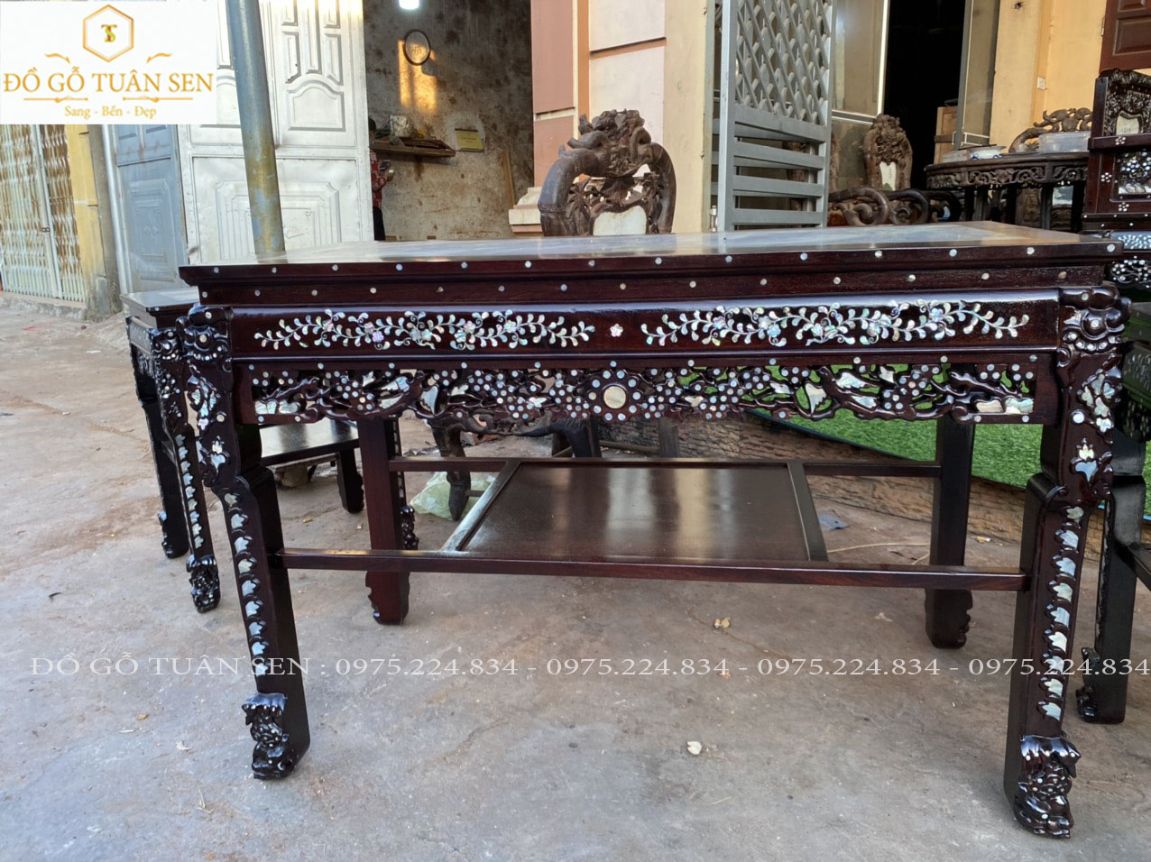 Mua  trường kỷ tam sơn khảm ốc gỗ gụ của đồ gỗ Tuân Sen 