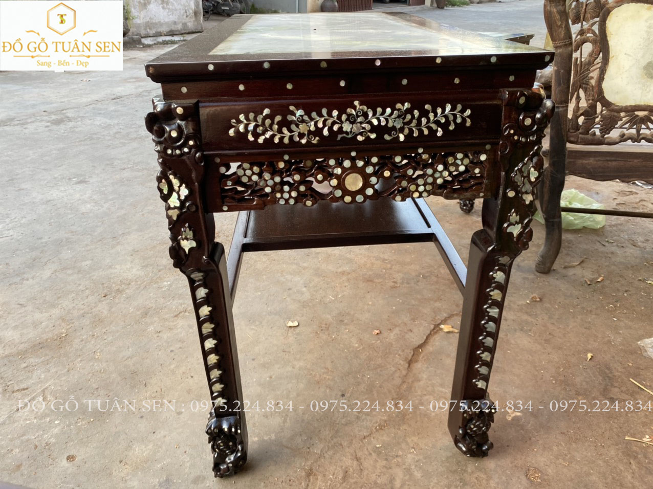 Mua  trường kỷ tam sơn khảm ốc gỗ gụ của đồ gỗ Tuân Sen 