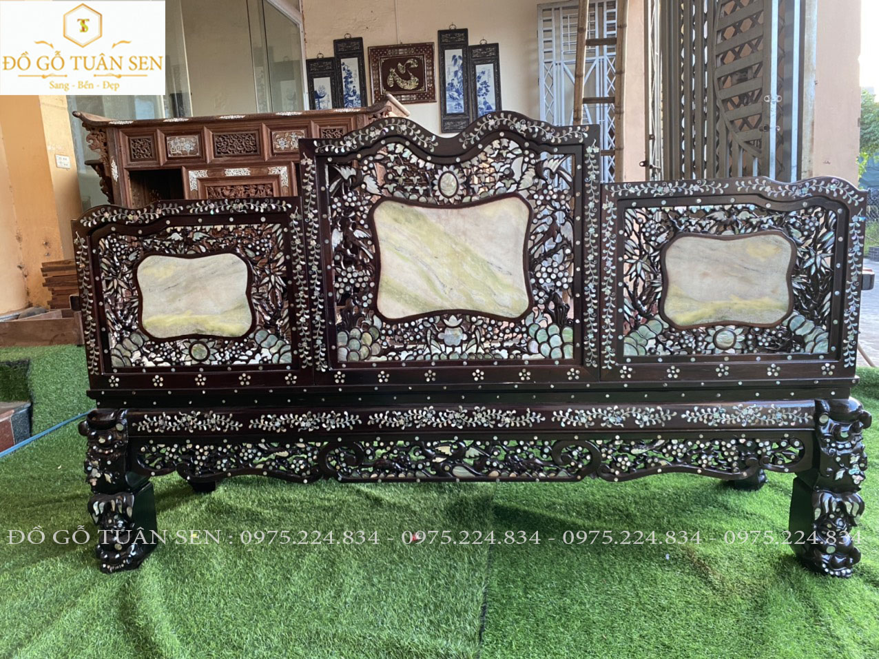 Mua  trường kỷ tam sơn khảm ốc gỗ gụ của đồ gỗ Tuân Sen 