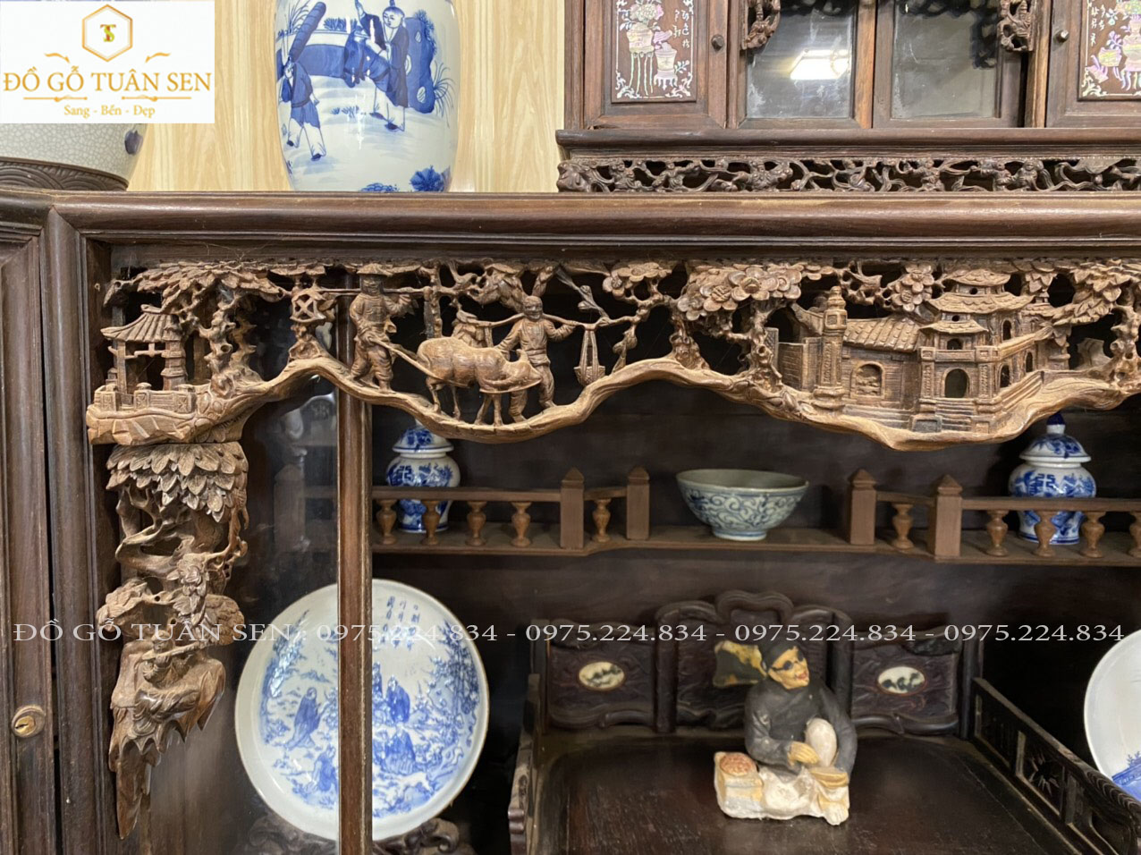 Mua Tủ chè cánh cong khảm ốc của đồ gỗ Tuân Sen 