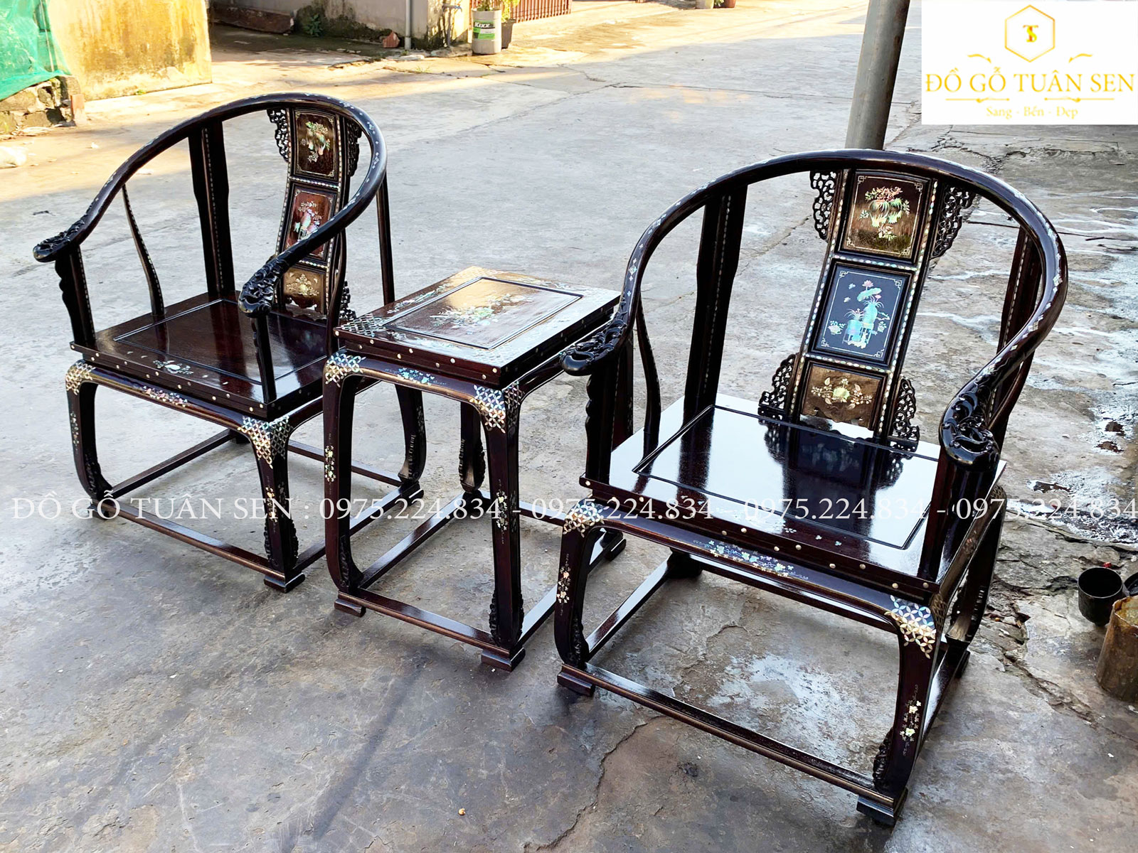 Nét đẹp của bộ ghế minh đế gỗ gụ khảm ốc 