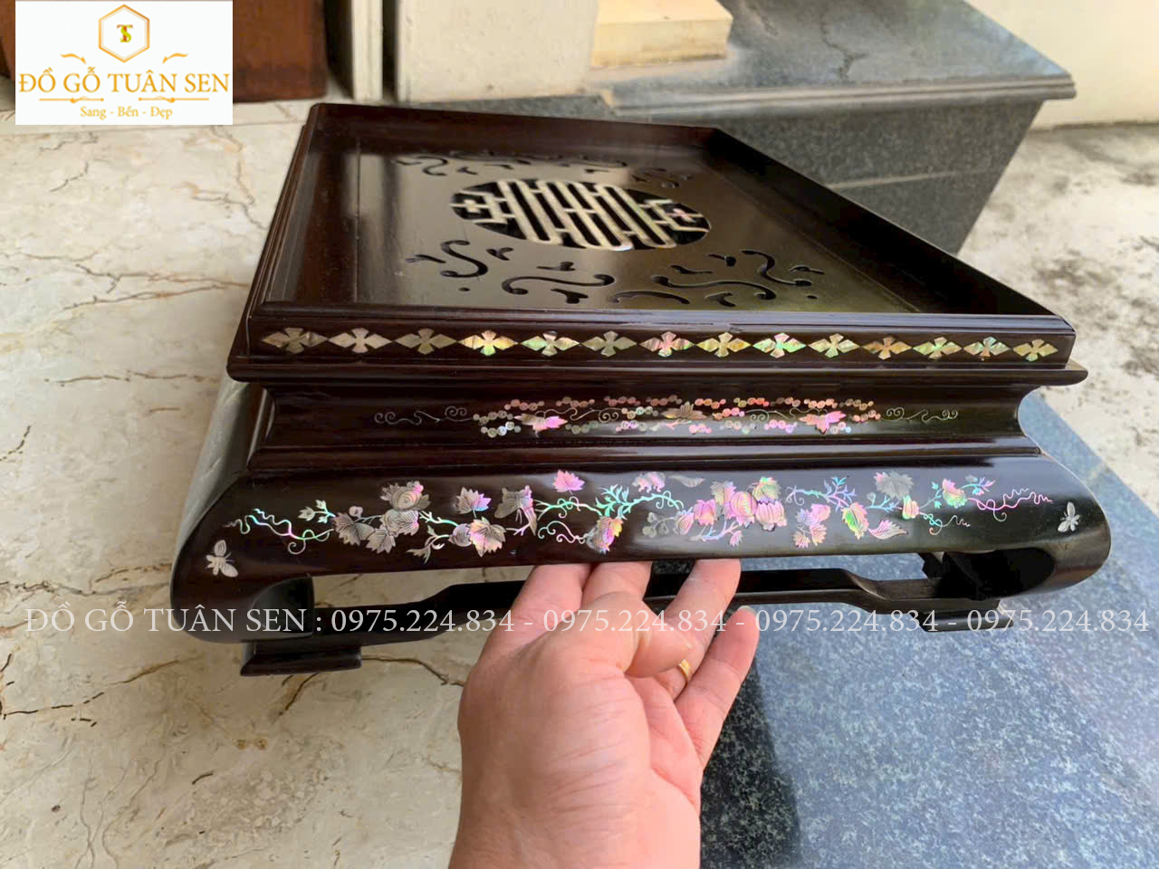 Nét đẹp của khay trà gỗ cẩm khảm ốc đỏ 