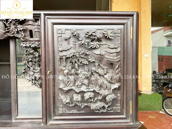 Nét đẹp tủ chè gỗ gụ hàng đục tay 