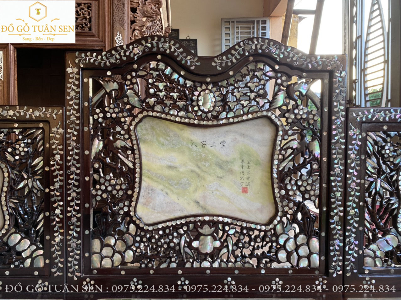 Thông tin kích thước bộ trường kỷ tam sơn khảm ốc gỗ gụ 