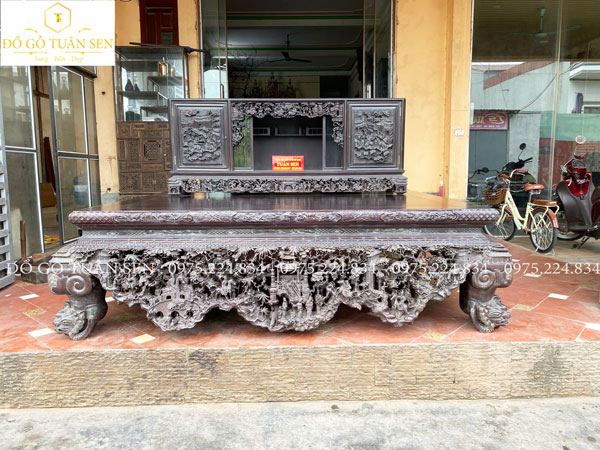 Thông tin kích thước bộ sập đục tích gỗ gụ đục tay 