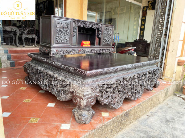 Thông tin kích thước bộ sập đục tích gỗ gụ đục tay 