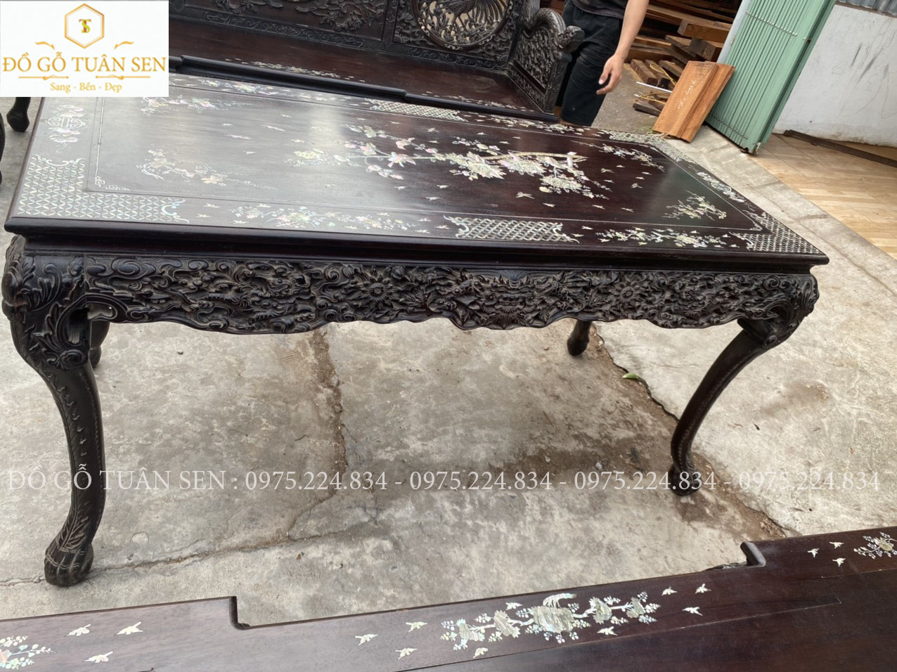 Thông tin kích thước Bộ trường kỷ huế gỗ gụ khảm ốc dáng đẹp nhất 2023