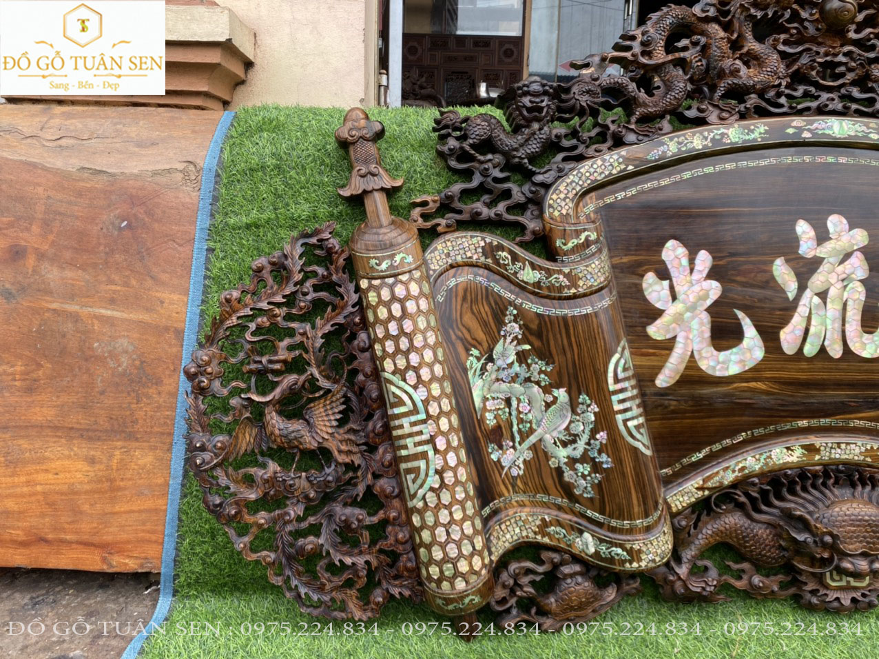 Thông tin kích thước cuốn thư gỗ mun khảm ốc đẹp 