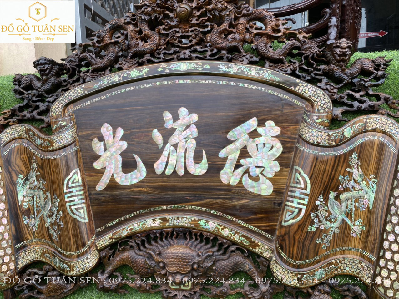 Thông tin kích thước cuốn thư gỗ mun khảm ốc đẹp 