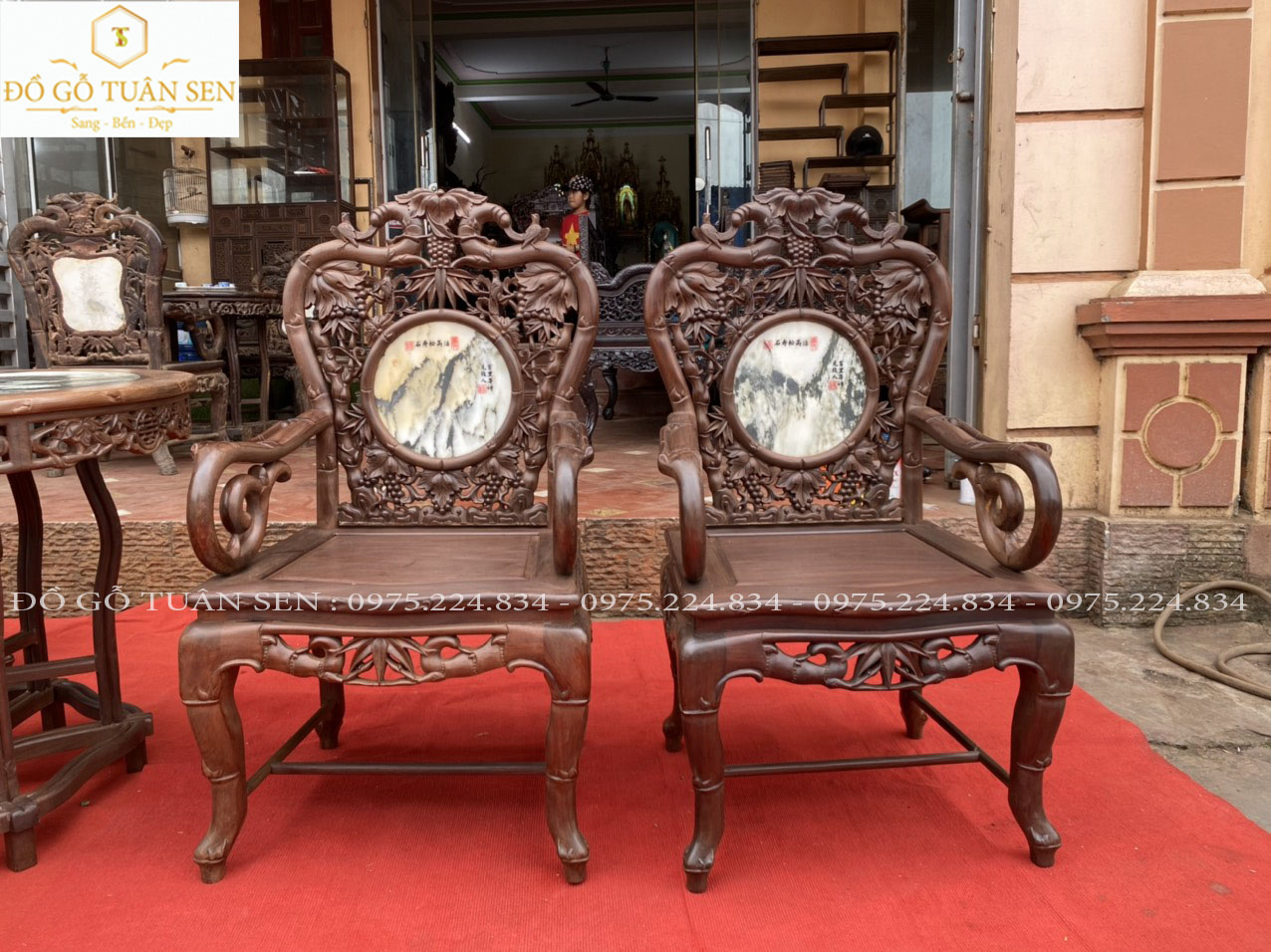 Thông tin kích thước bộ ghế trúc kép gỗ gụ 7 món 