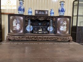 Tủ Chè Cánh Cong Khảm Ốc 